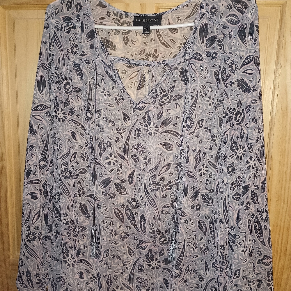 Lane Bryant Women's Paisley Blouse - Purple and White
